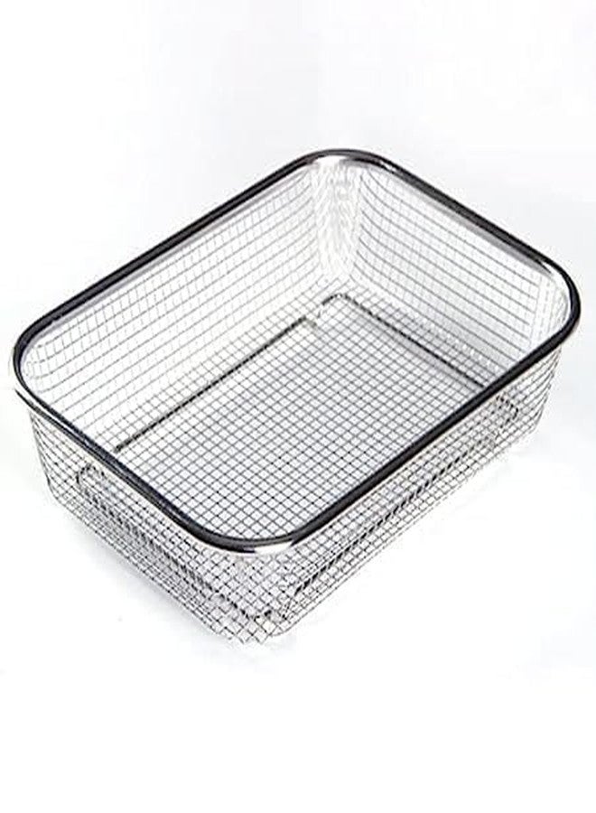 Zomify Drain Basket Steel Big Drip Tray Kitchen Drying Stand Mesh Sink Rectangle Basket Mesh Fruits, Vegetable, Drainer Washer (Pack of 1, 12 * 8.5 * 3 Centimeters, Silver) - Image 1